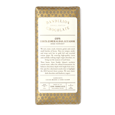 Dandelion Chocolate Chocolate Bar Costa Esmeraldas, Ecuador 85% 2022 Batch 1 Single-Origin Chocolate Bar