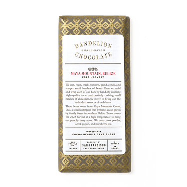 Dandelion Chocolate Chocolate Bar Maya Mountain, Belize 85% 2023 Batch 1 Single-Origin Chocolate Bar