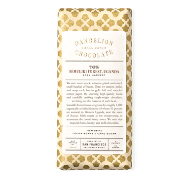 Dandelion Chocolate Chocolate Bar Semuliki Forest, Uganda 70% 2024 Harvest Single-Origin Chocolate Bar